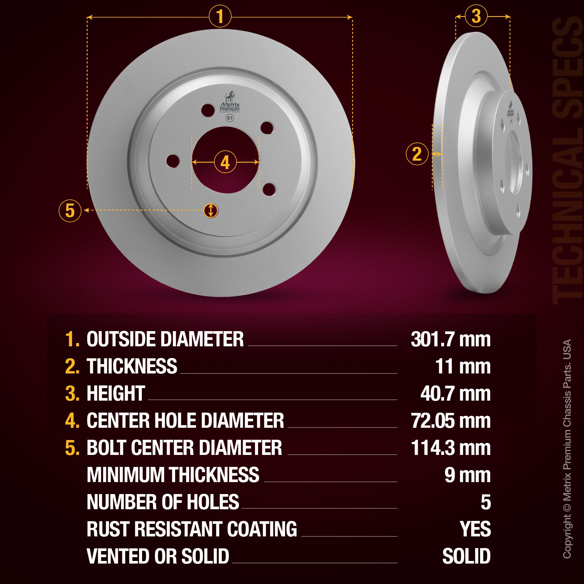 Metrix Premium Rear Disc Brake Rotor 84592MF aftermarket car parts