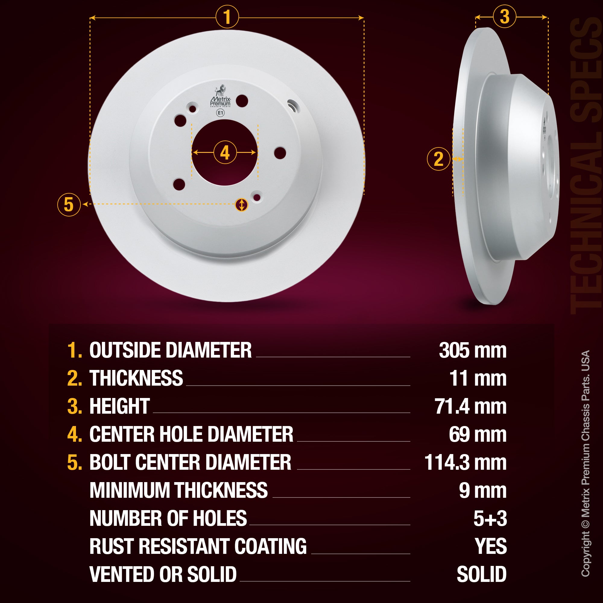 Metrix Premium Rear Disc Brake Rotor Kit 92657MT aftermarket car parts