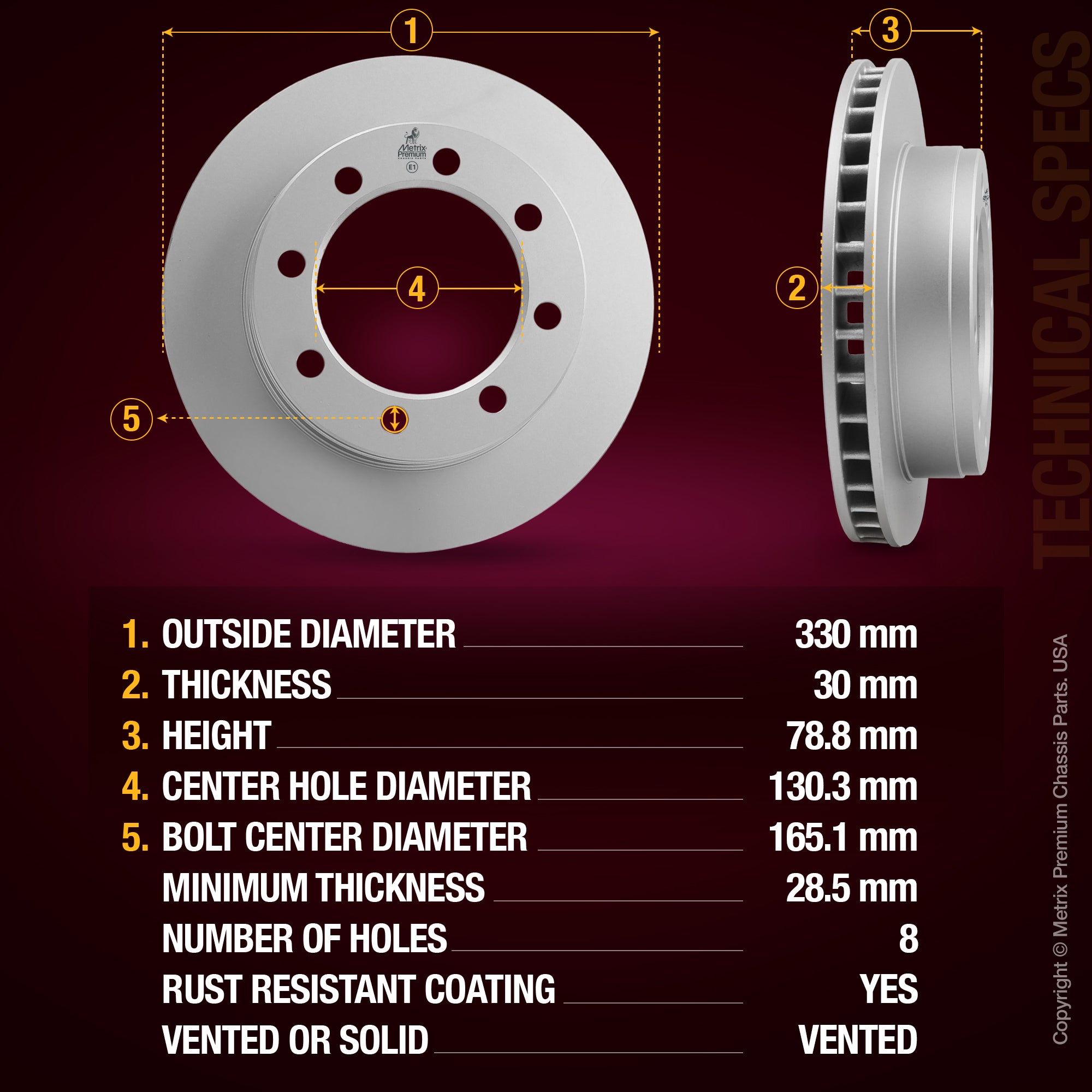 Metrix Premium Front Disc Brake Rotor 84601MF aftermarket car parts