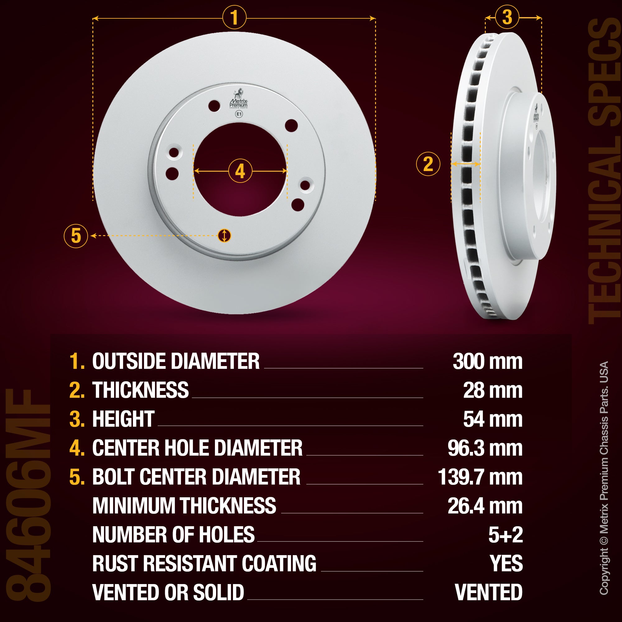 Metrix Premium Front Disc Brake Rotor 84606MF aftermarket car parts