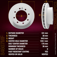 Metrix Premium Chassis Parts Front Disc Brake Rotor 84607MF aftermarket car parts