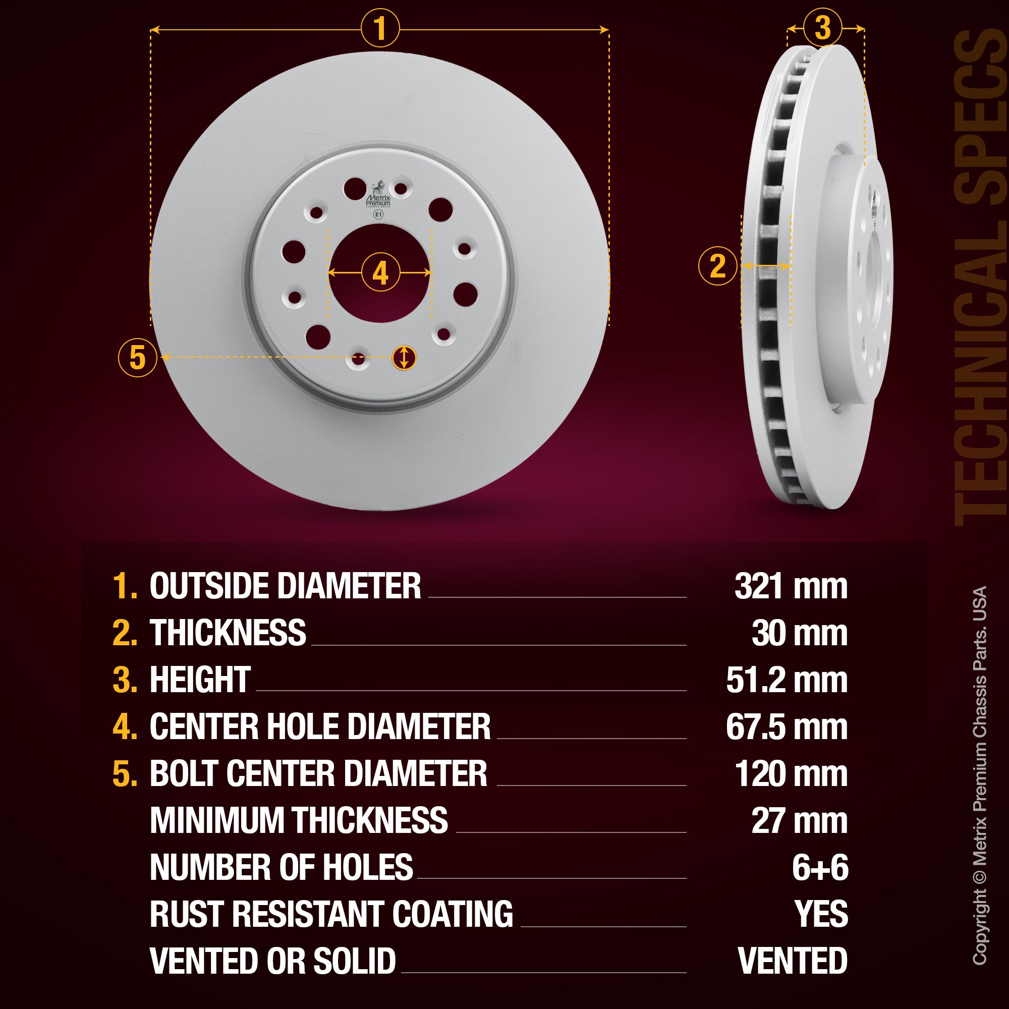 Metrix Premium Front Disc Brake Rotor 84613MF aftermarket car parts