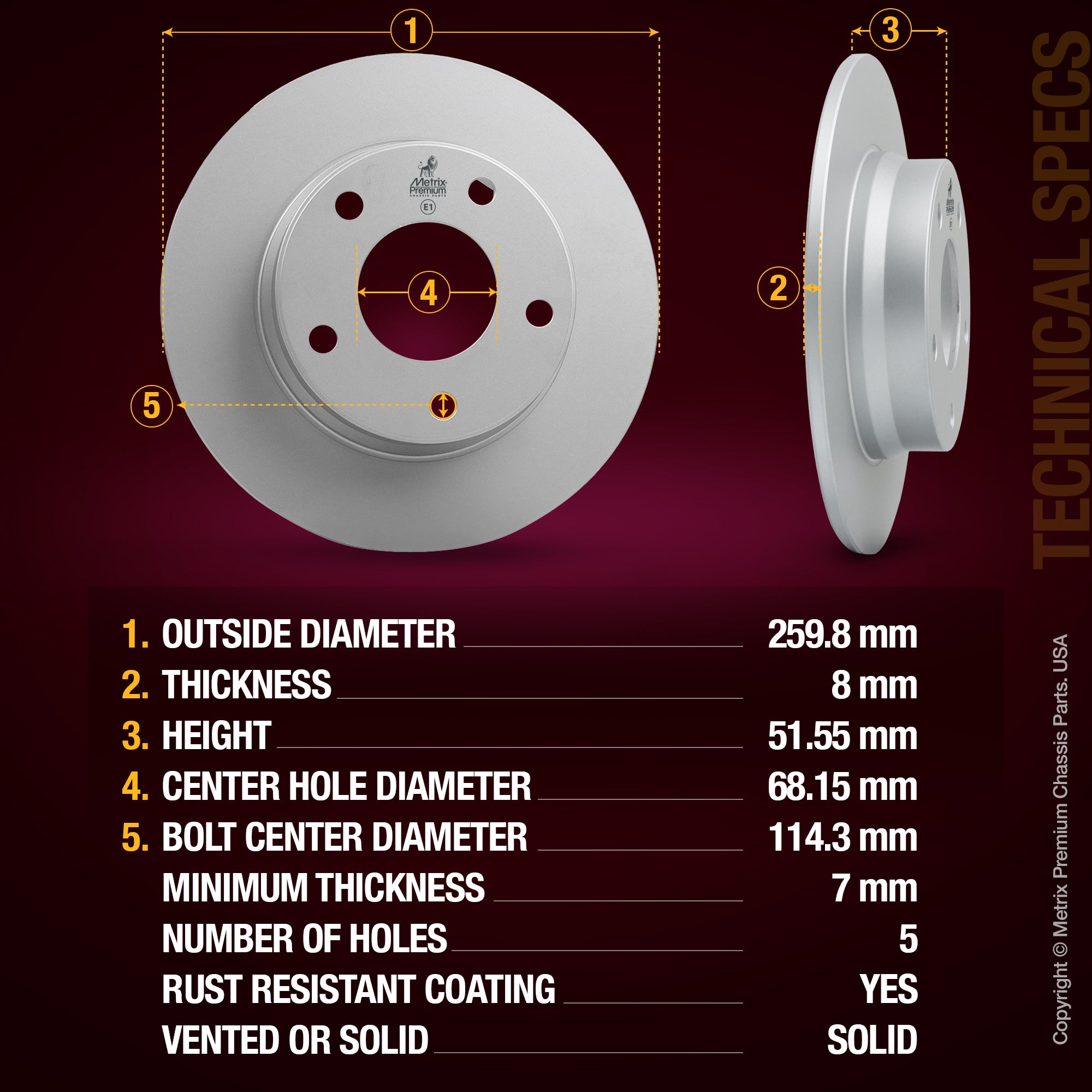 Metrix Premium Rear Disc Brake Rotor Kit 92470MT aftermarket car parts