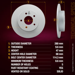 Metrix Premium Rear Disc Brake Rotor 84618MF aftermarket car parts