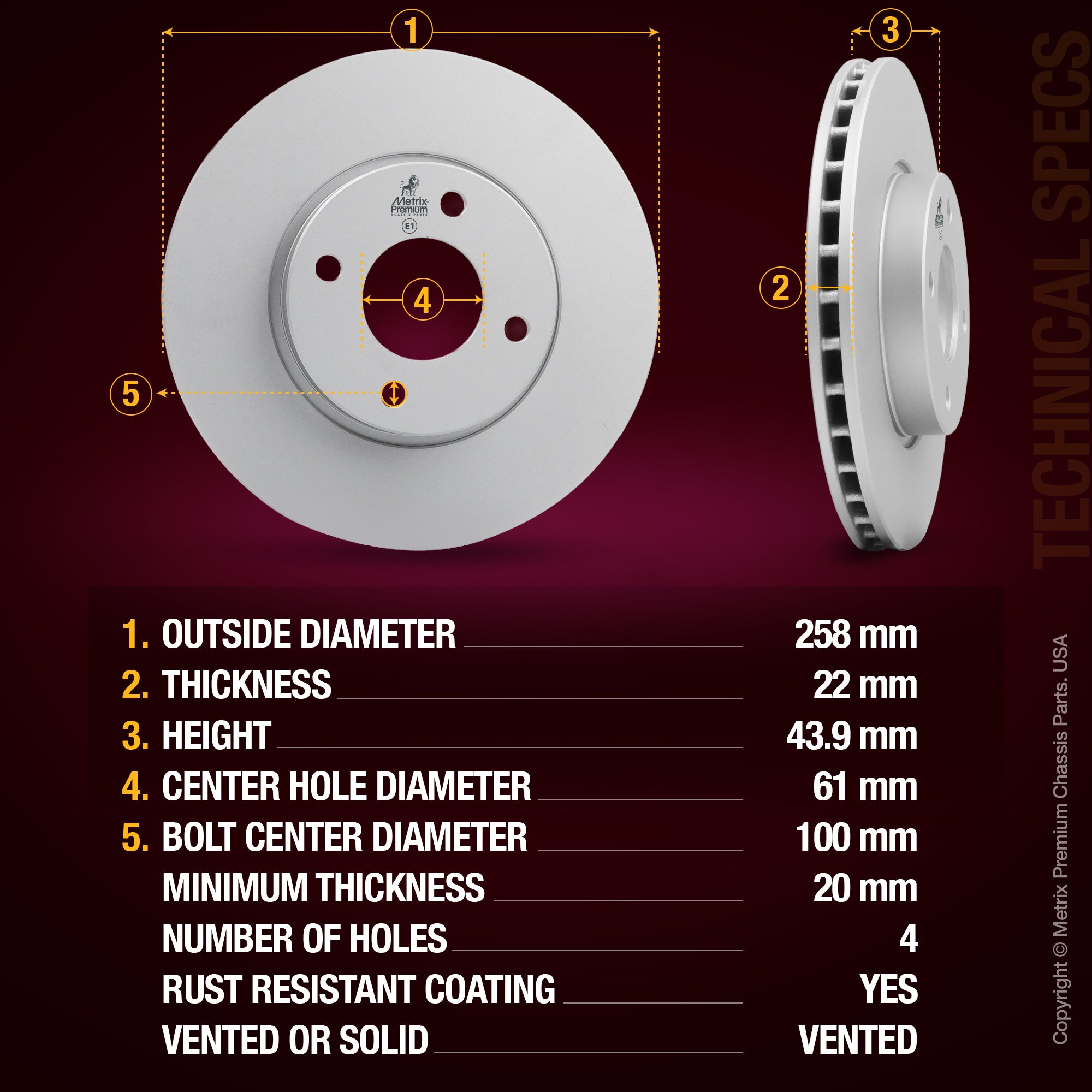 Metrix Premium Front Disc Brake Rotor Kit 92349MT aftermarket car parts