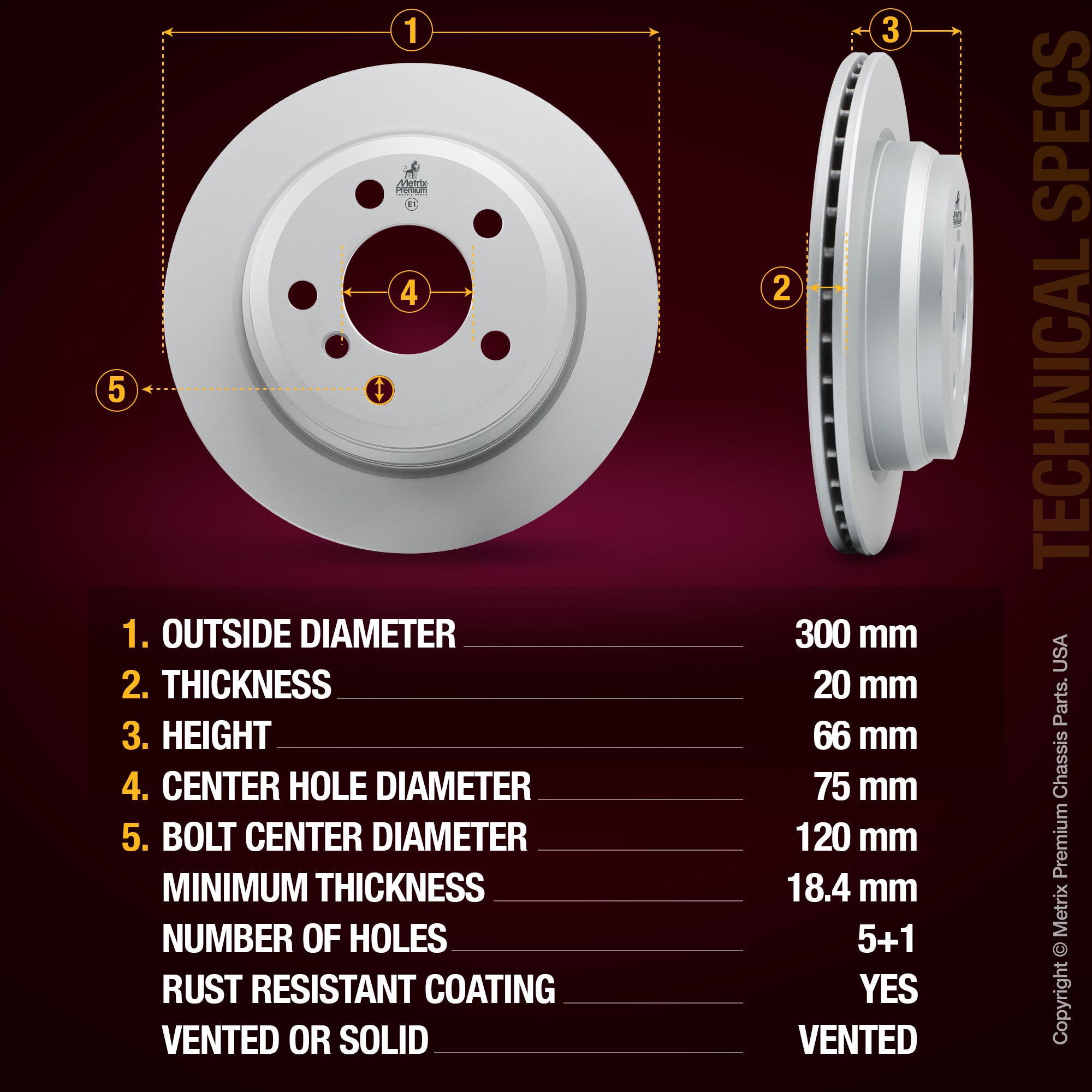 Metrix Premium Rear Disc Brake Rotor 84623MF aftermarket car parts