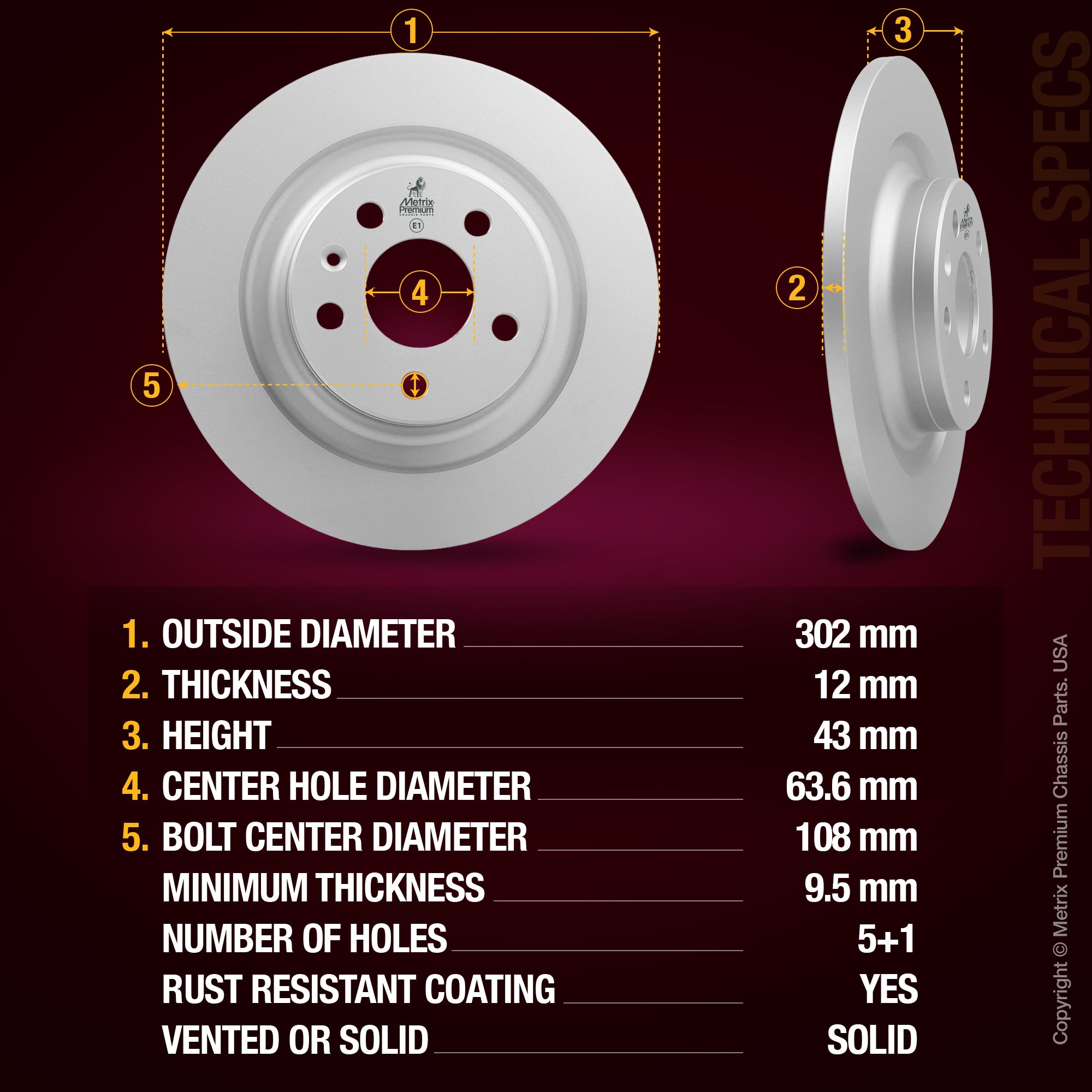 Metrix Premium Rear Disc Brake Rotor 84665MF aftermarket car parts