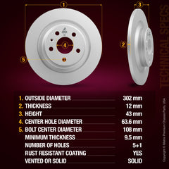 Metrix Premium Rear Disc Brake Rotor Kit 92305MT aftermarket car parts