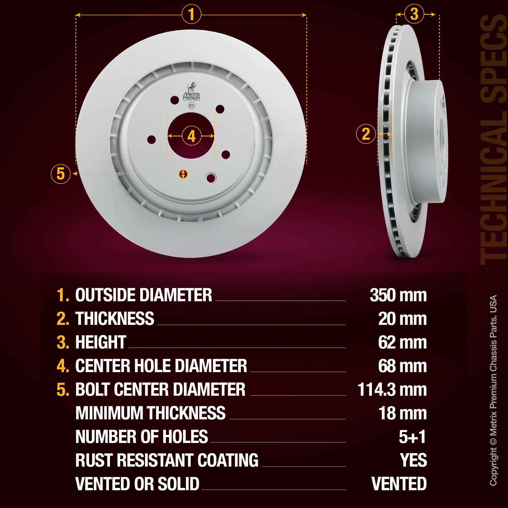 Metrix Premium Rear Disc Brake Rotor Kit 92466MT aftermarket car parts
