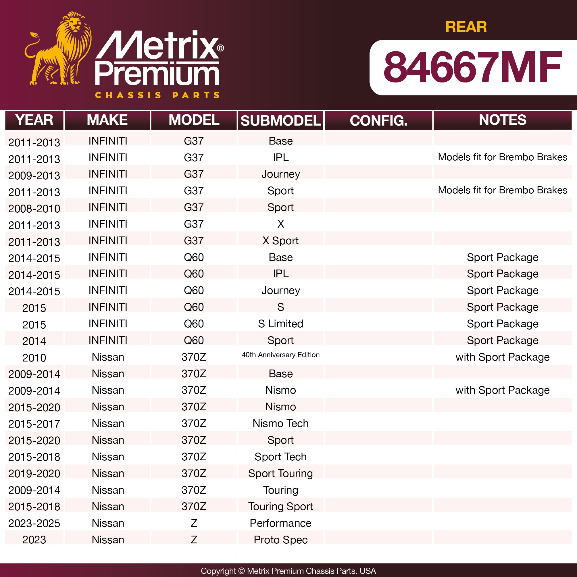 Metrix Premium Rear Disc Brake Rotor 84667MF OEM fit spare parts