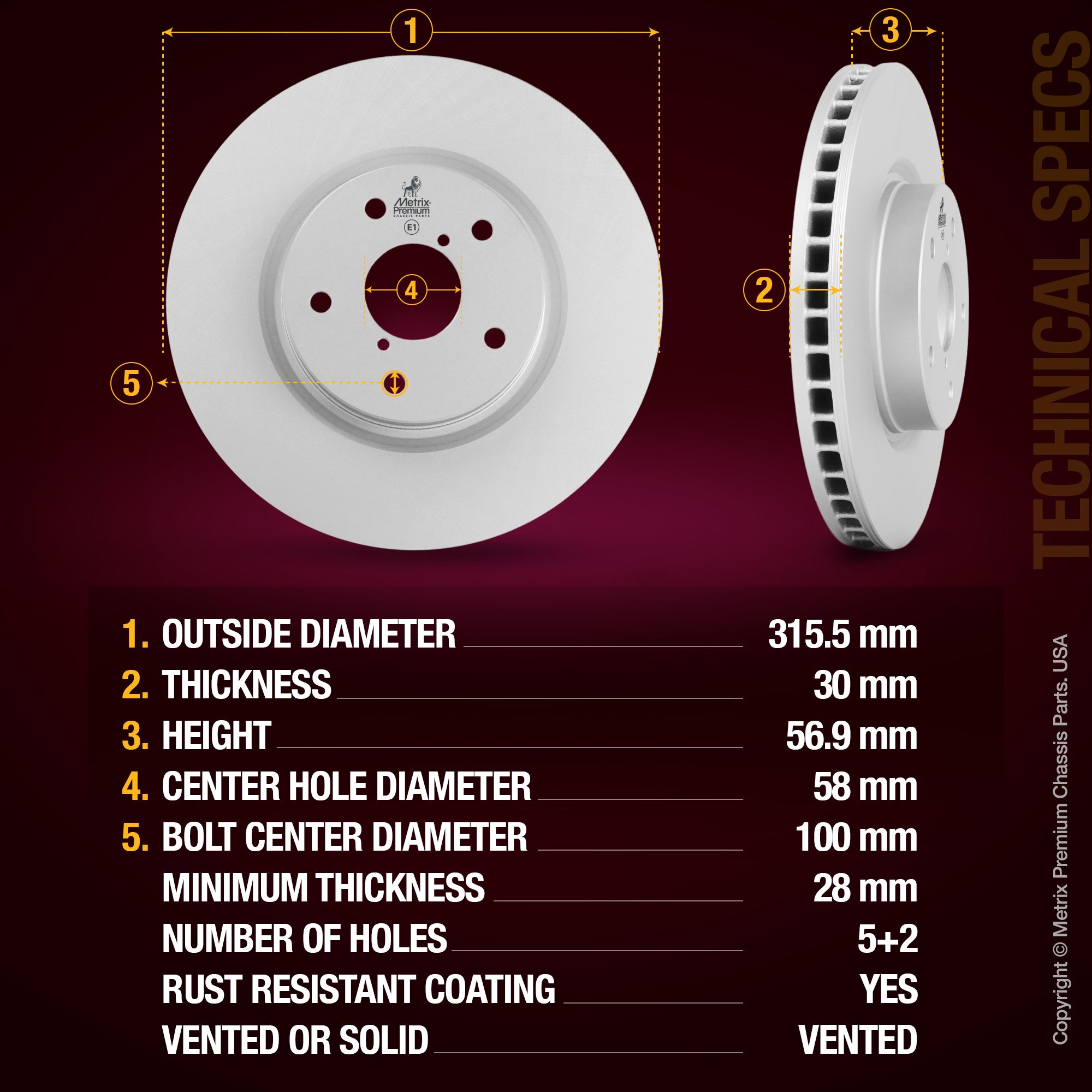 Metrix Premium Front Disc Brake Rotor Kit 92402MT aftermarket car parts