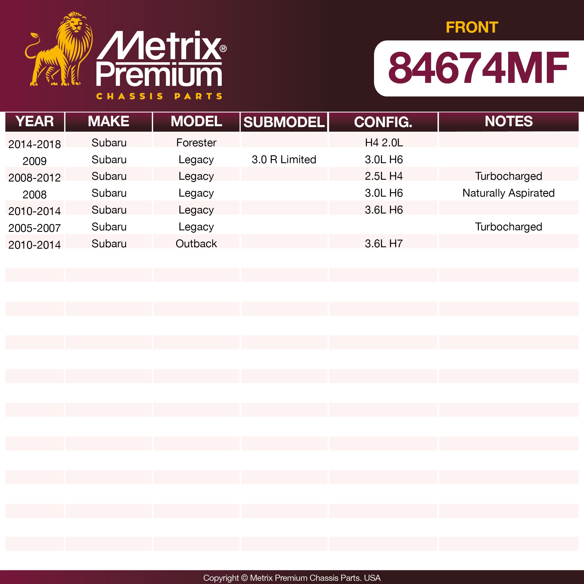 Metrix Premium Front Disc Brake Rotor 84674MF OEM fit spare parts