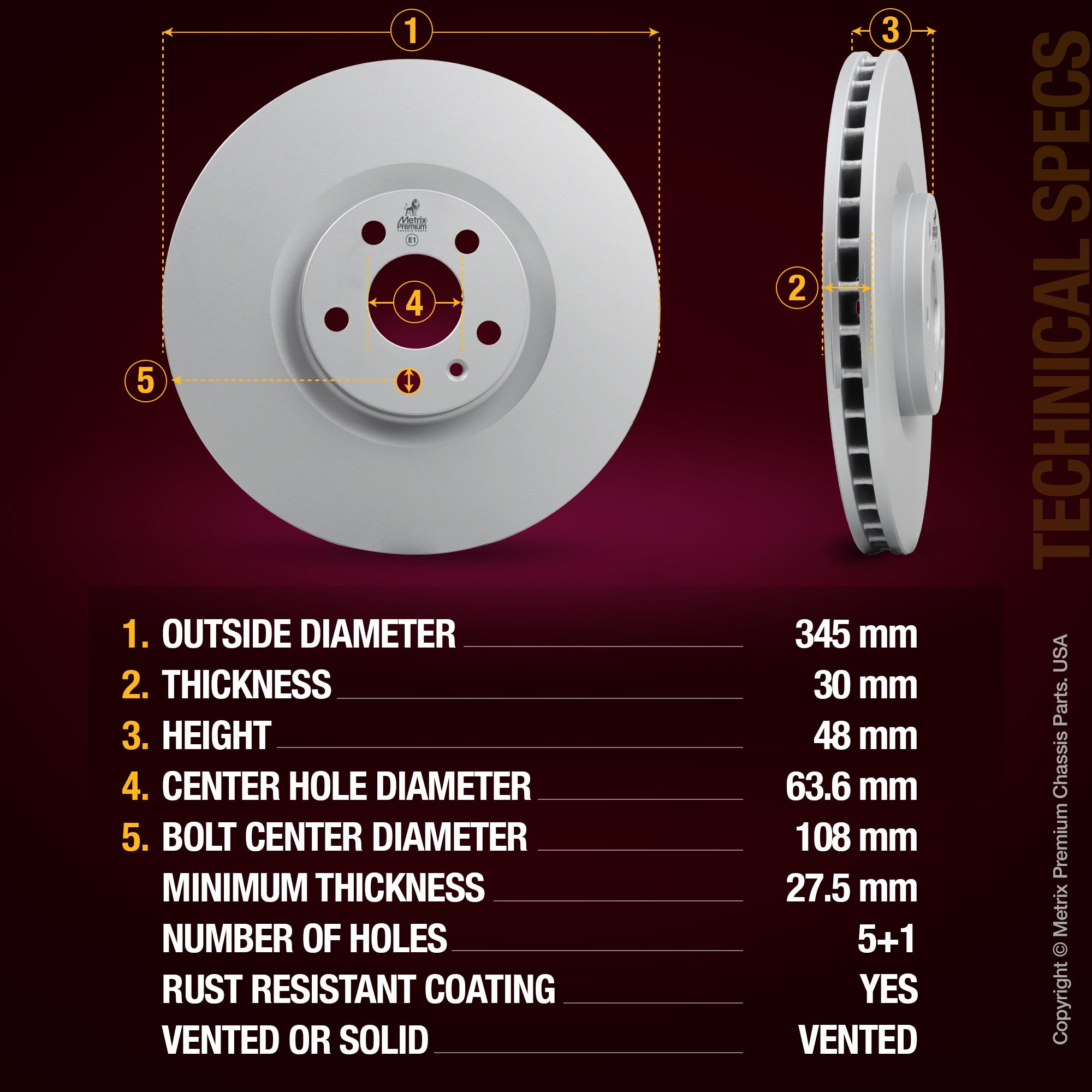 Metrix Premium Front Disc Brake Rotor 84681MF aftermarket car parts