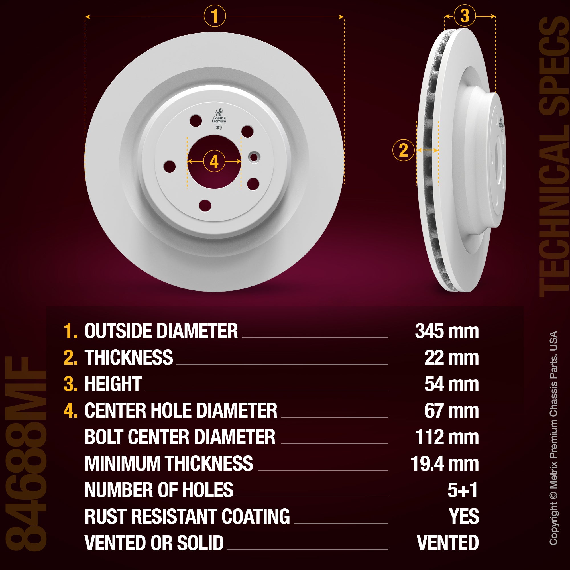 Metrix Premium Chassis Parts 2 PC Rear Disc Brake Rotor Kit 91901MT aftermarket car parts