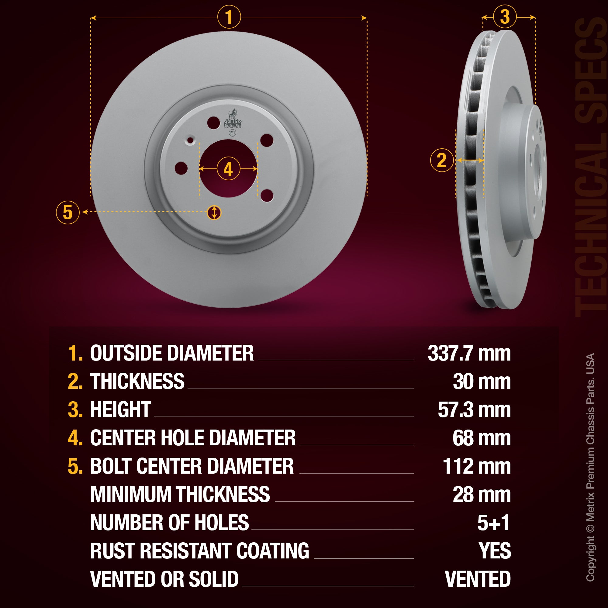 Metrix Premium Front Disc Brake Rotor Kit 92568MT aftermarket car parts