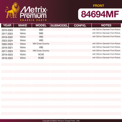 Metrix Premium Front Disc Brake Rotor 84694MF OEM fit spare parts