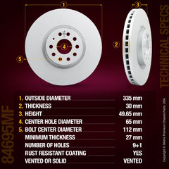 Metrix Premium Front Disc Brake Rotor 84695MF aftermarket car parts