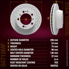 METRIX PREMIUM CHASSIS PARTS Disc Brake Rotor P/N:84718MF Fits: Porsche 911 08-99