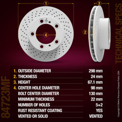 METRIX PREMIUM CHASSIS PARTS Disc Brake Rotor P/N:84723MF Fits: Porsche Boxster 08-05, Porsche Cayman 08-07