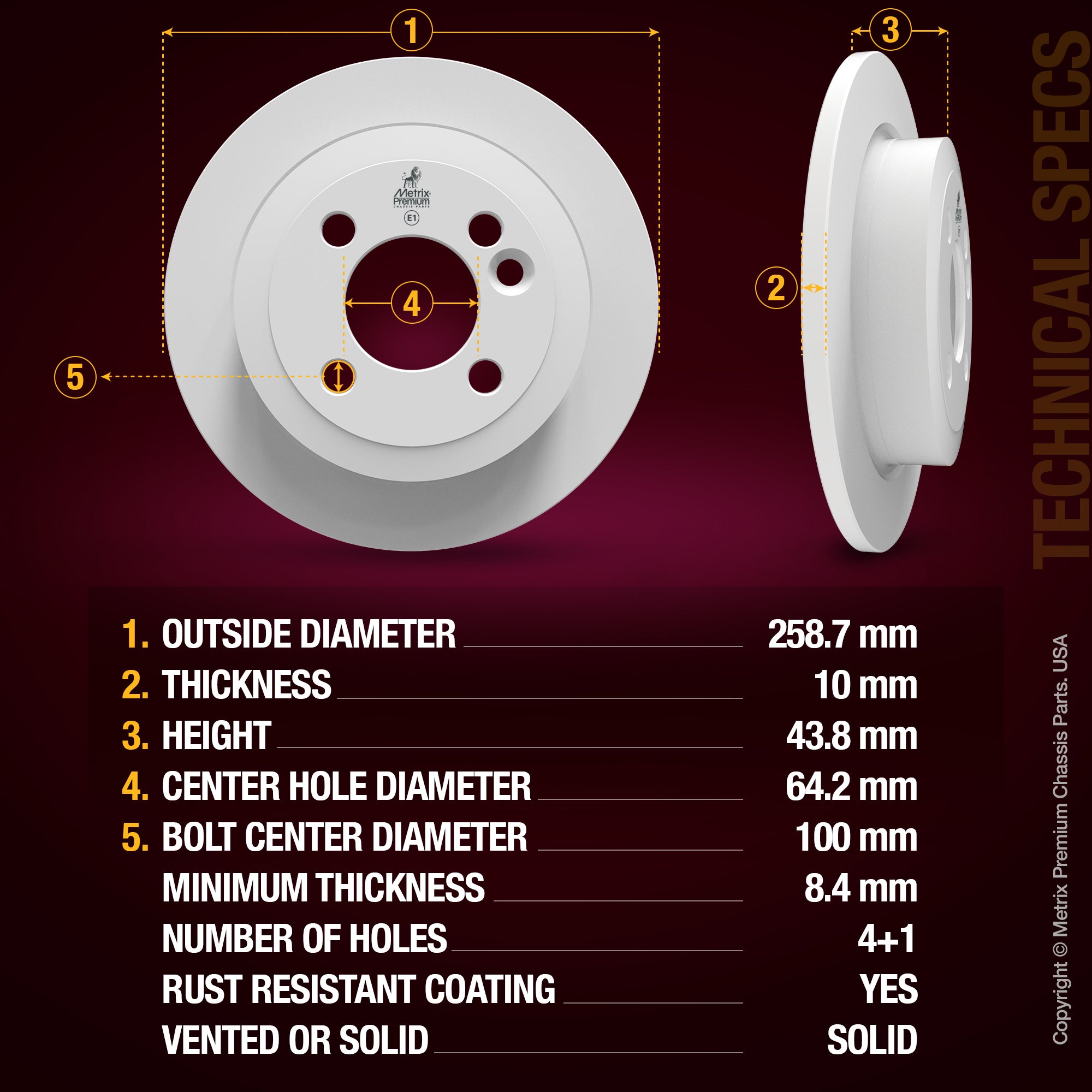 Metrix Premium Rear Disc Brake Rotor 84740MF aftermarket car parts