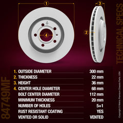 Metrix Premium Chassis Parts Rear Disc Brake Rotor 84749MF OEM fit auto parts
