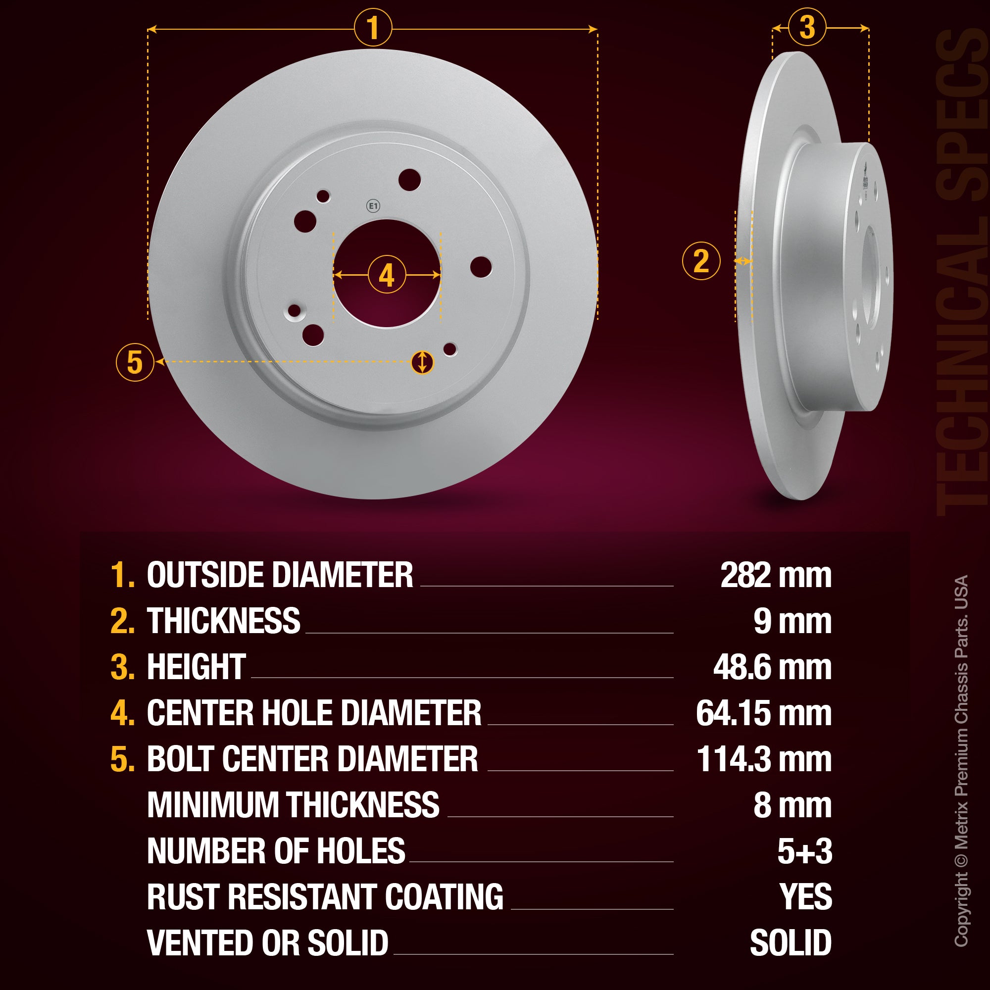 Metrix Premium Rear Disc Brake Rotor Kit 92655MT aftermarket car parts