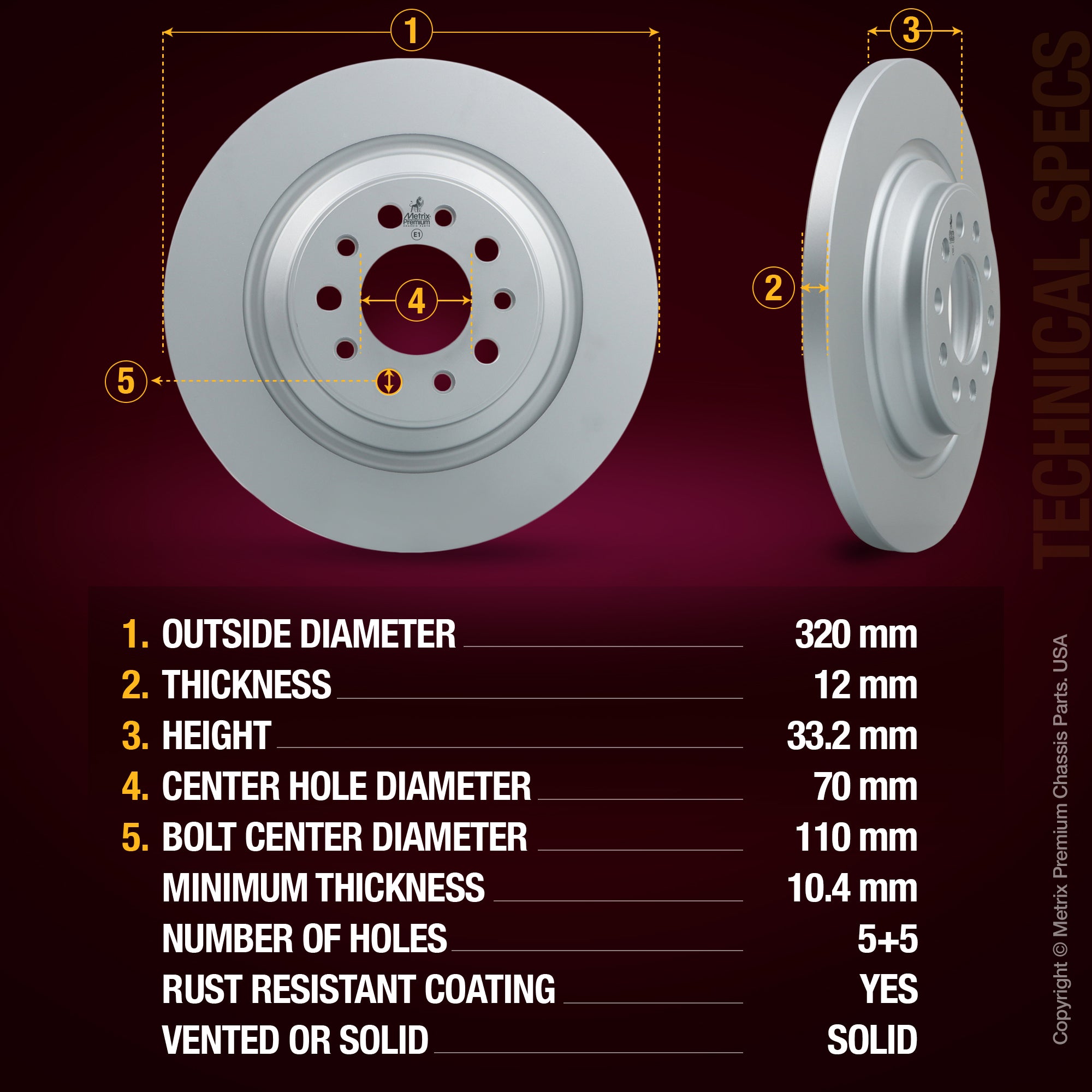 Metrix Premium Rear Disc Brake Rotor 84788MF aftermarket car parts