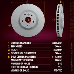 Metrix Premium Front Disc Brake Rotor 84802MF aftermarket car parts
