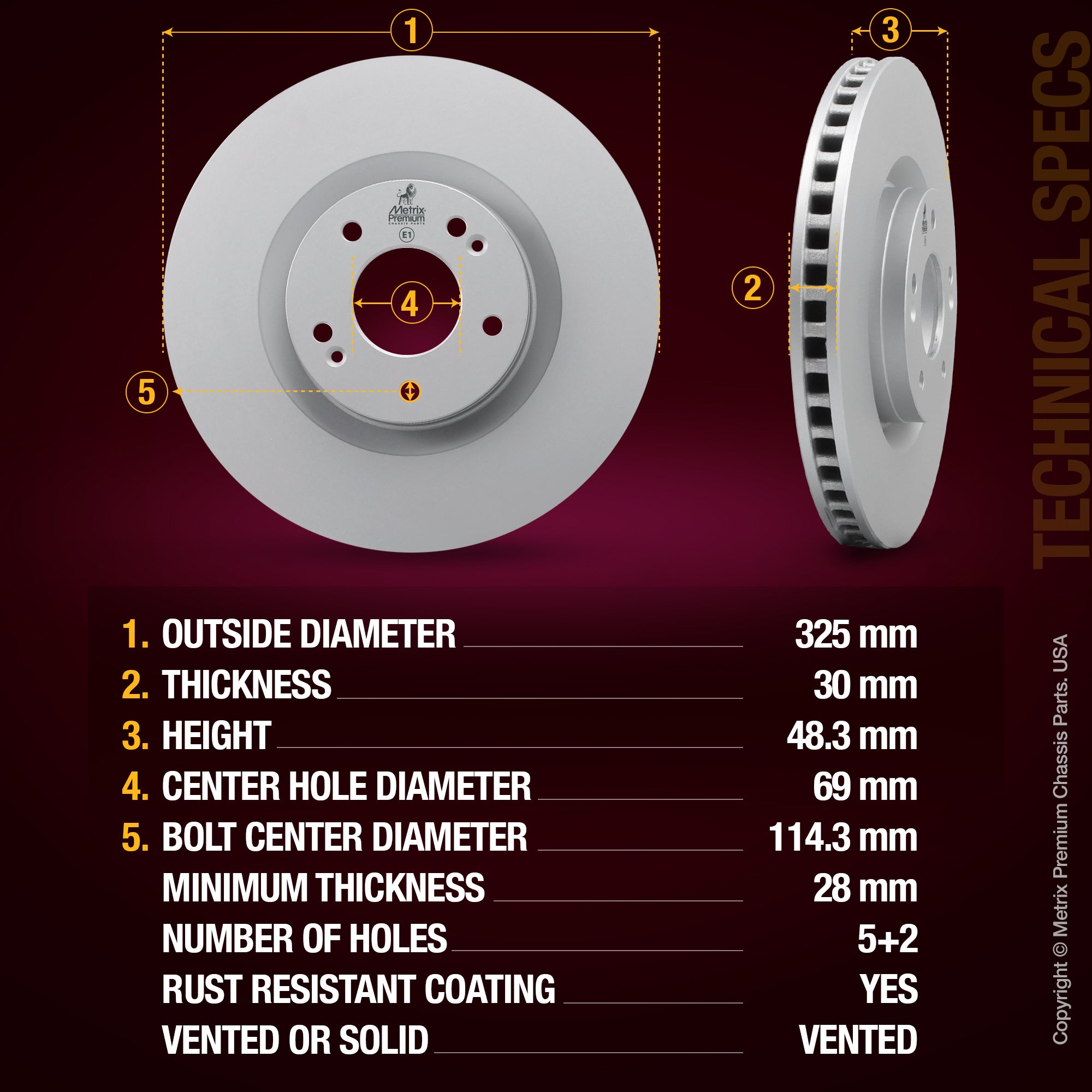 Metrix Premium Front Disc Brake Rotor Kit 92651MT aftermarket car parts