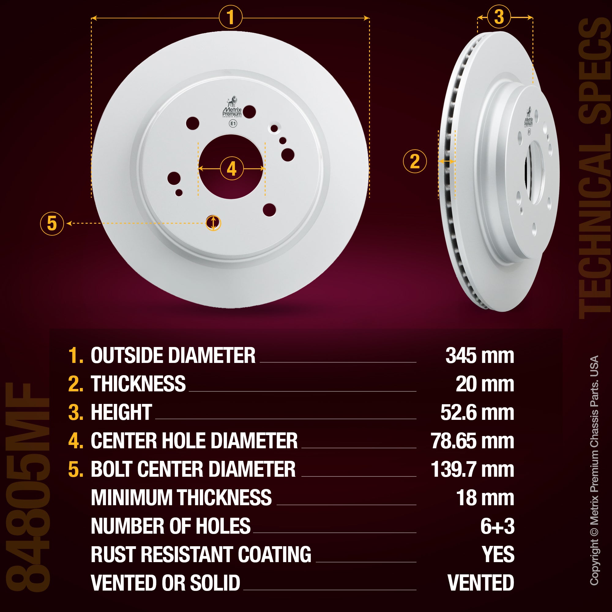 Metrix Premium Rear Disc Brake Rotor Kit 92279MT aftermarket car parts