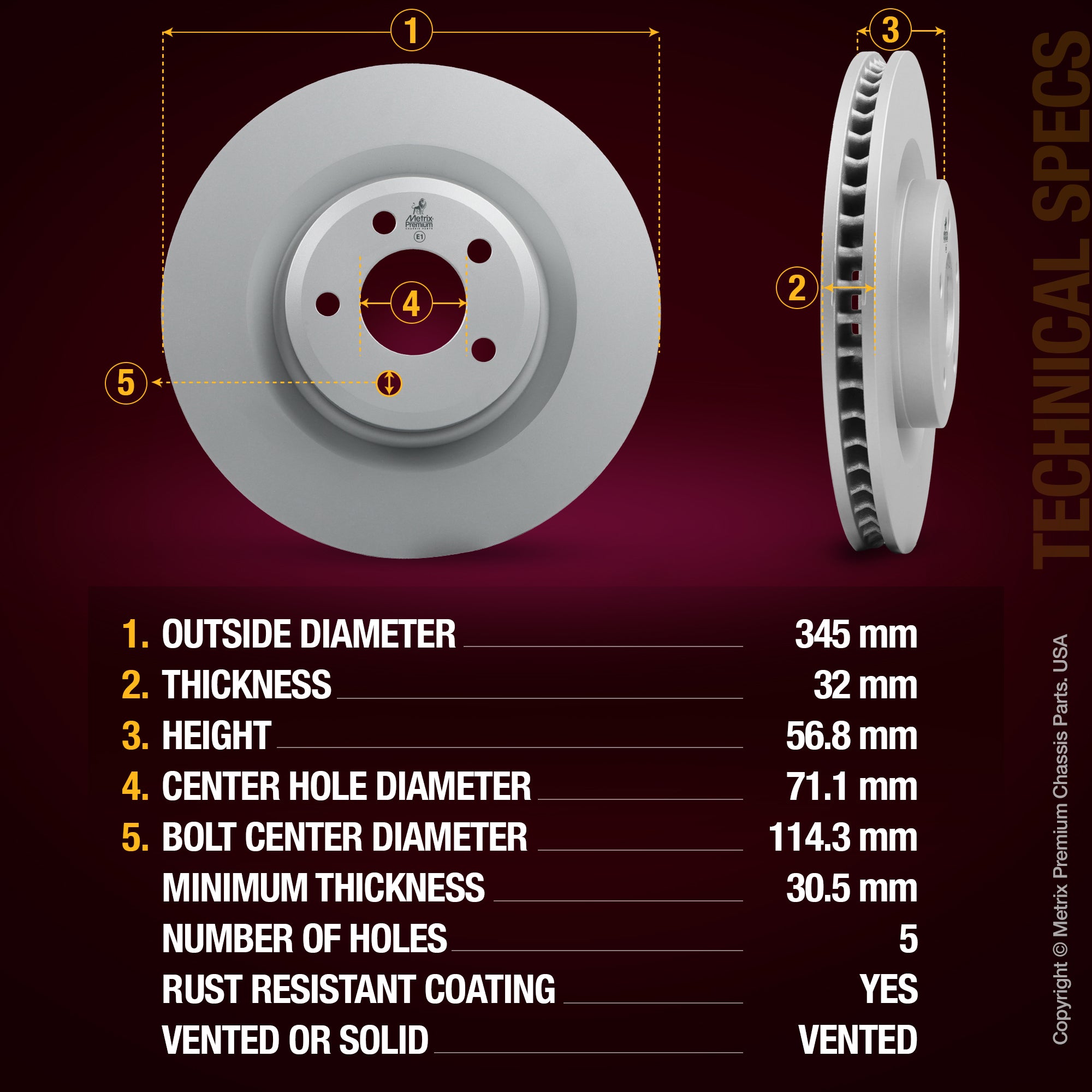 Metrix Premium Front Disc Brake Rotor Kit 92461MT aftermarket car parts