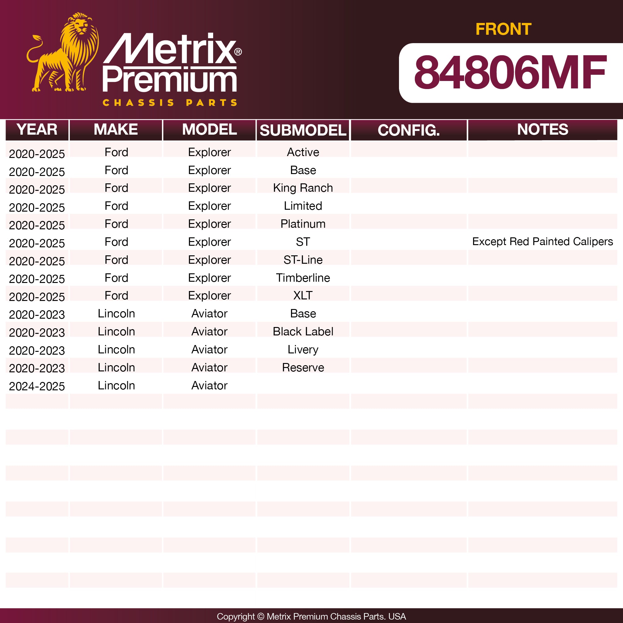 Metrix Premium Front Disc Brake Rotor 84806MF OEM fit spare parts