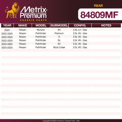 Metrix Premium Rear Disc Brake Rotor 84809MF aftermarket car parts