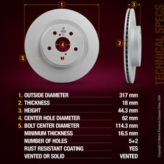 Metrix Premium Rear Disc Brake Rotor Kit 92458MT aftermarket car parts