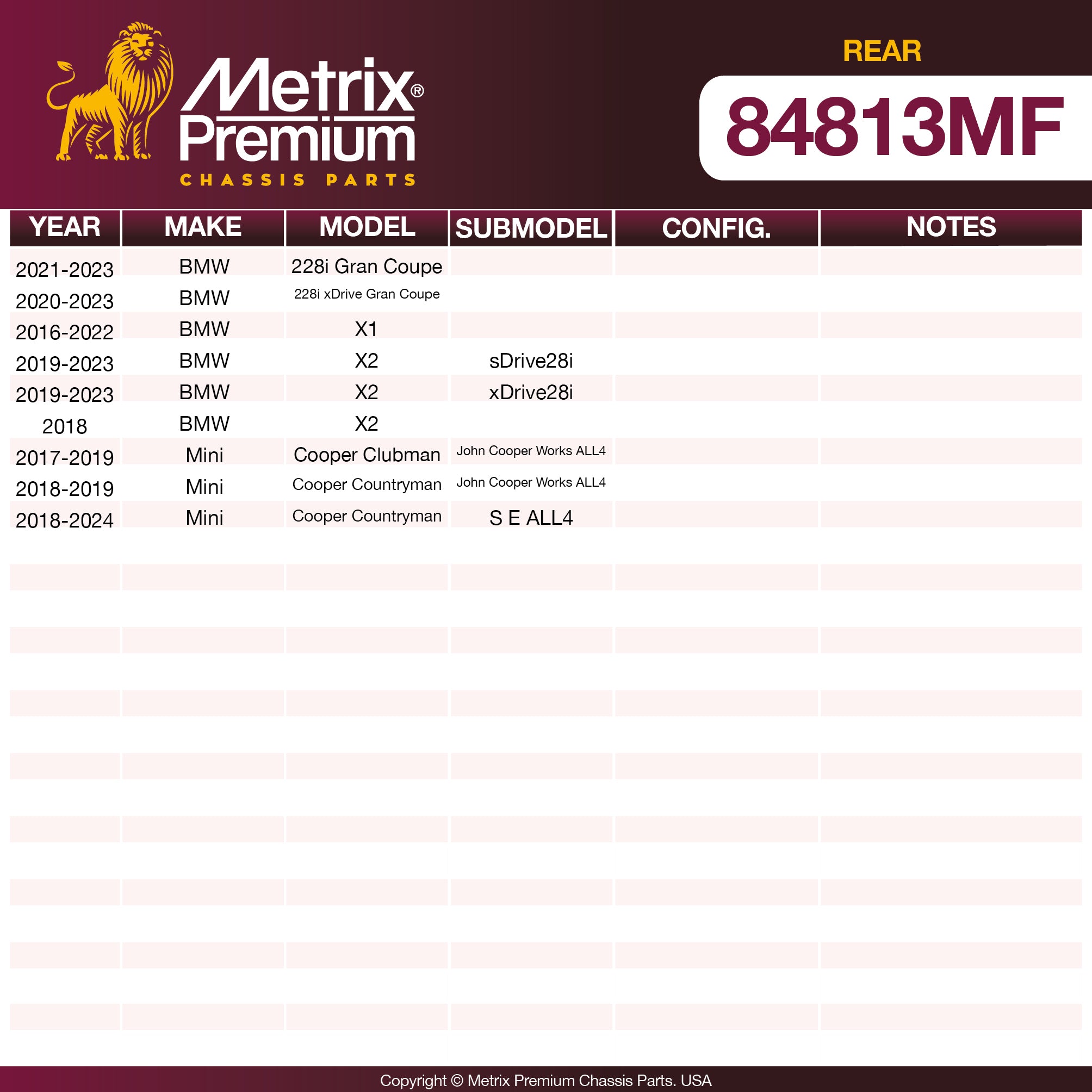 Metrix Premium Rear Disc Brake Rotor 84813MF OEM fit spare parts