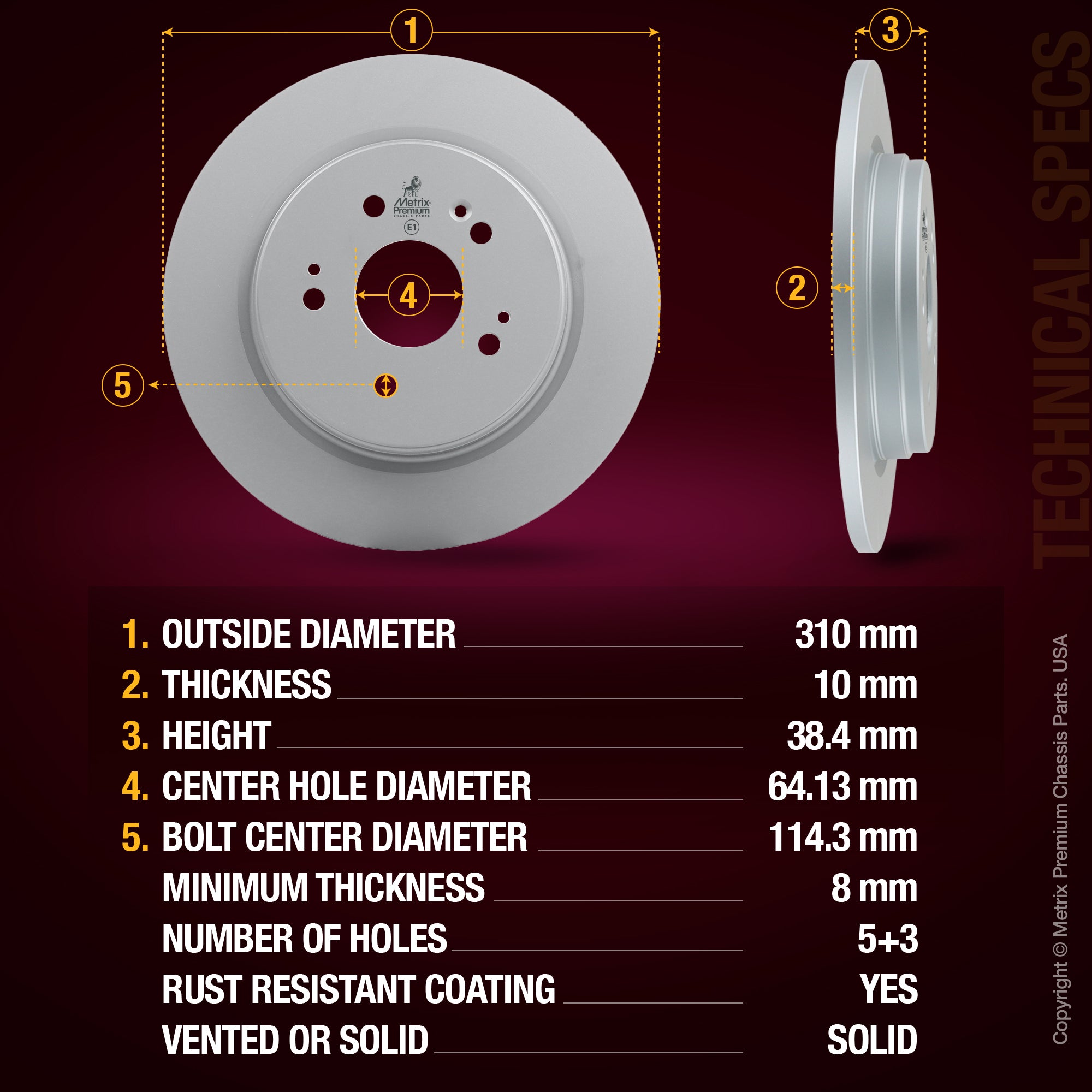 Metrix Premium Rear Disc Brake Rotor 84816MF aftermarket car parts