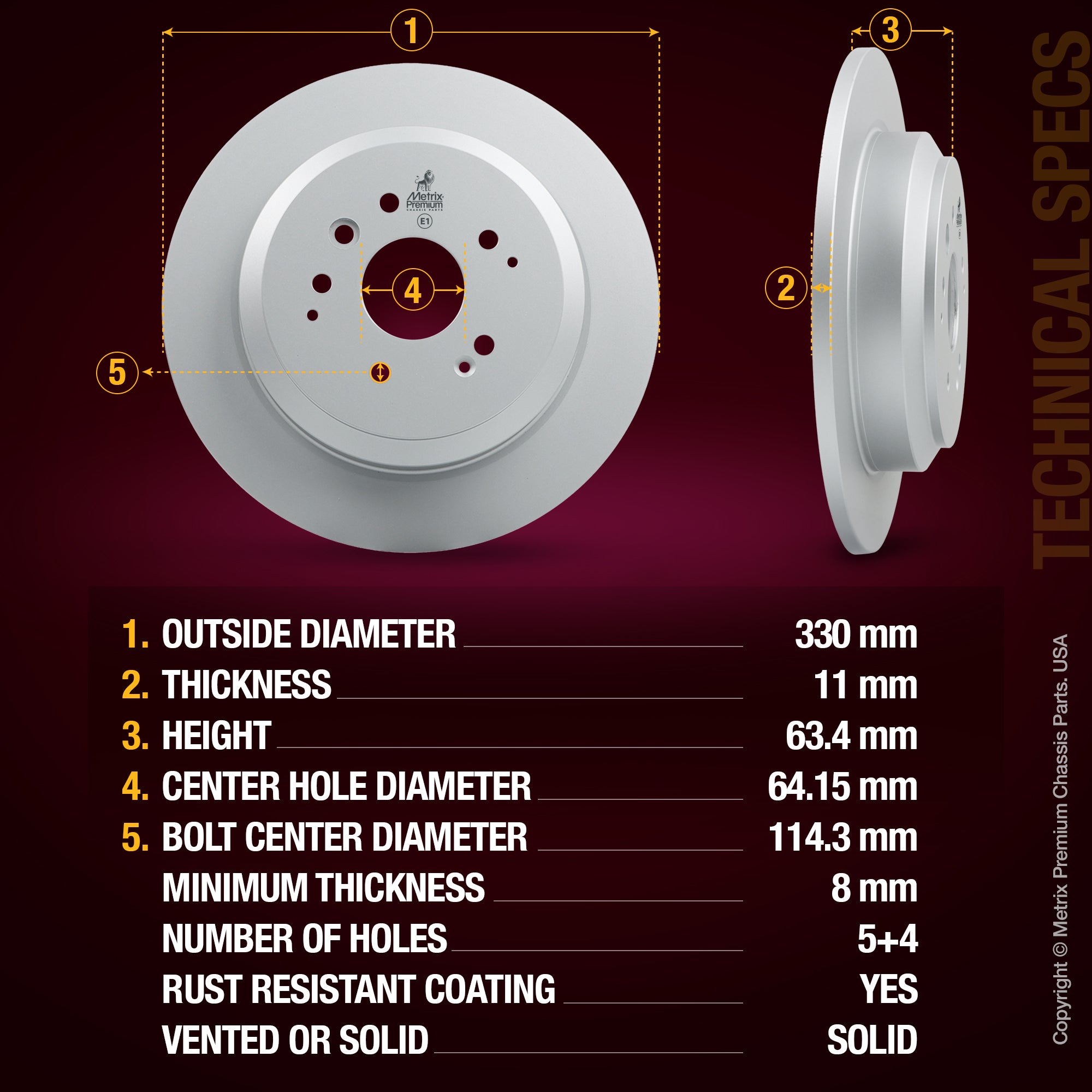 Metrix Premium Rear Disc Brake Rotor Kit 92456MT aftermarket car parts