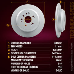 Metrix Premium Rear Disc Brake Rotor Kit 92456MT aftermarket car parts