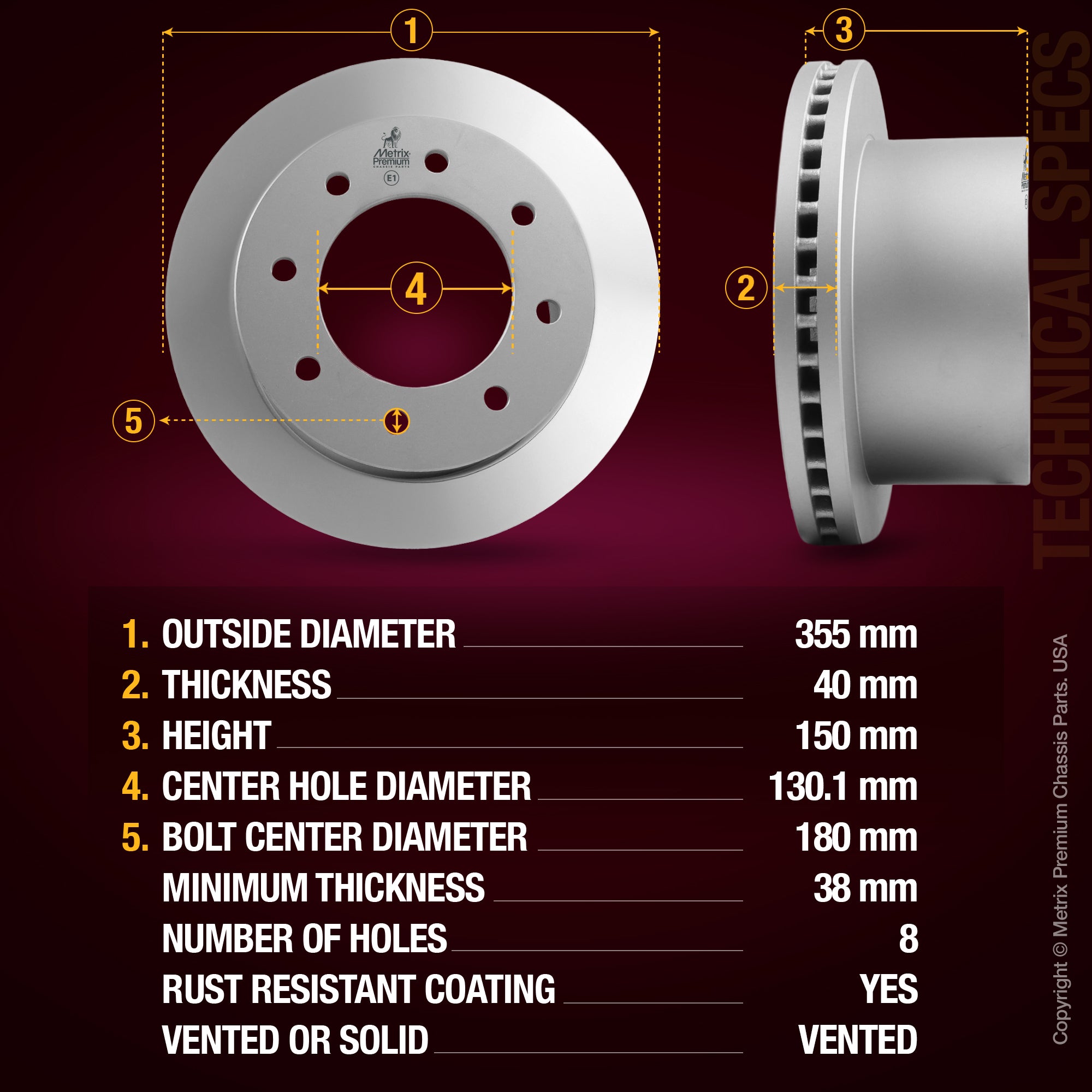 Metrix Premium Rear Disc Brake Rotor Kit 92400MT aftermarket car parts