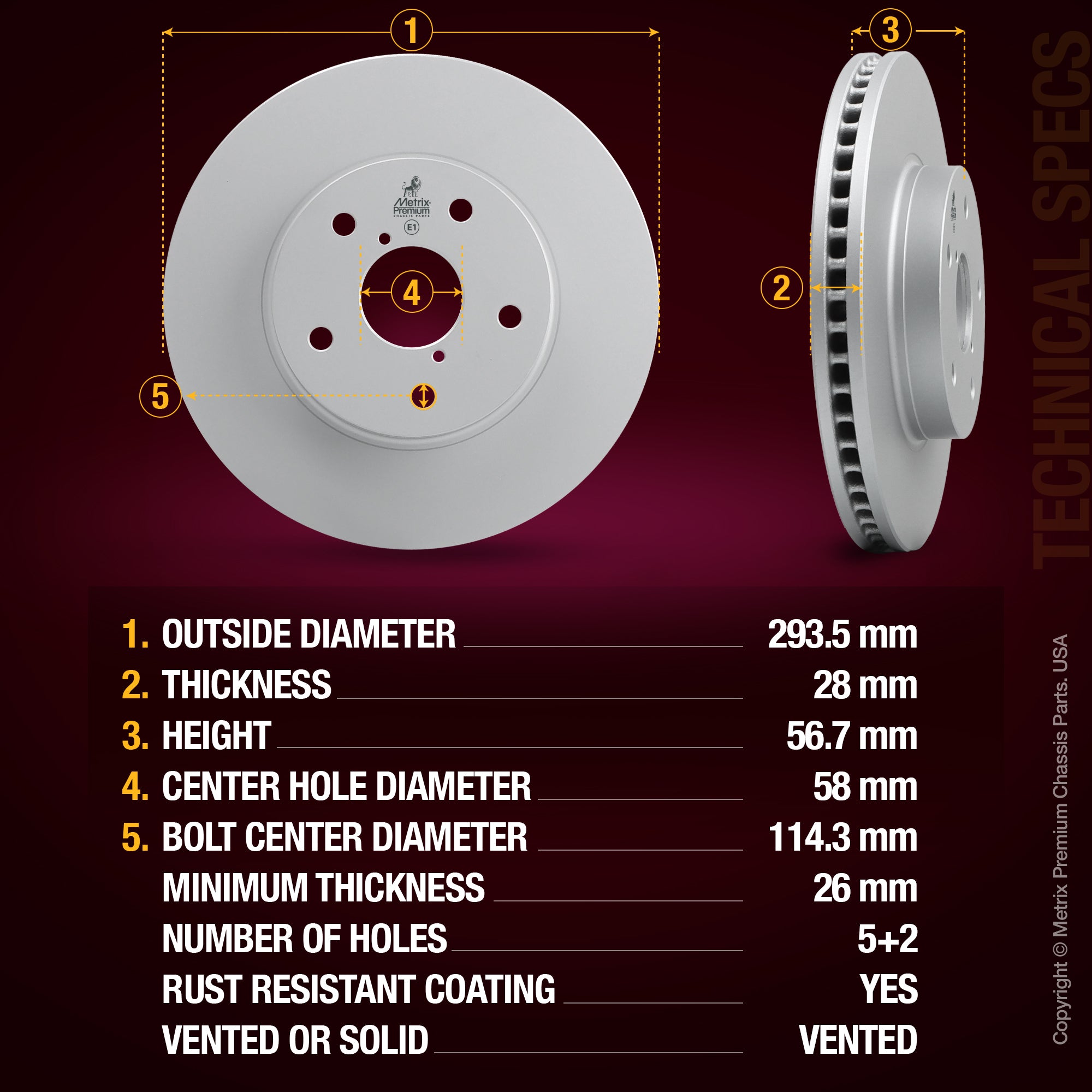 Metrix Premium Front Disc Brake Rotor 84827MF aftermarket car parts