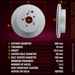 Metrix Premium Rear Disc Brake Rotor Kit 92454MT aftermarket car parts
