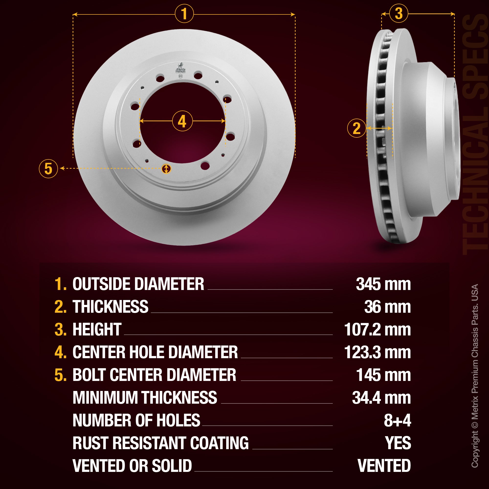 Metrix Premium Rear Disc Brake Rotor 84834MF aftermarket car parts