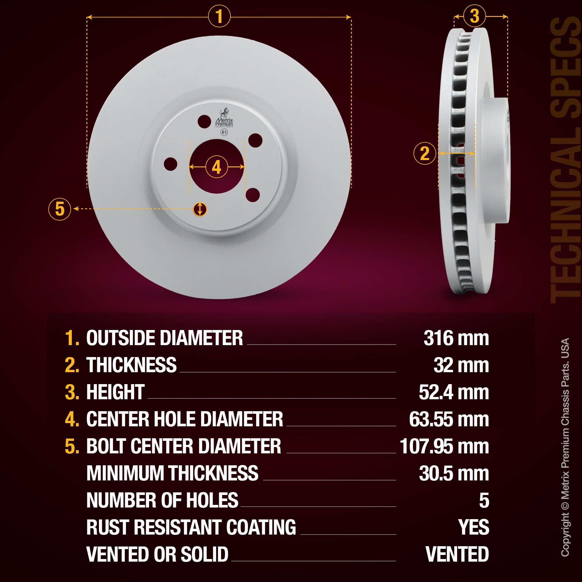 Metrix Premium Front Disc Brake Rotor 84838MF aftermarket car parts