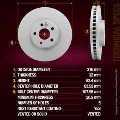 Metrix Premium Front Disc Brake Rotor 84838MF aftermarket car parts