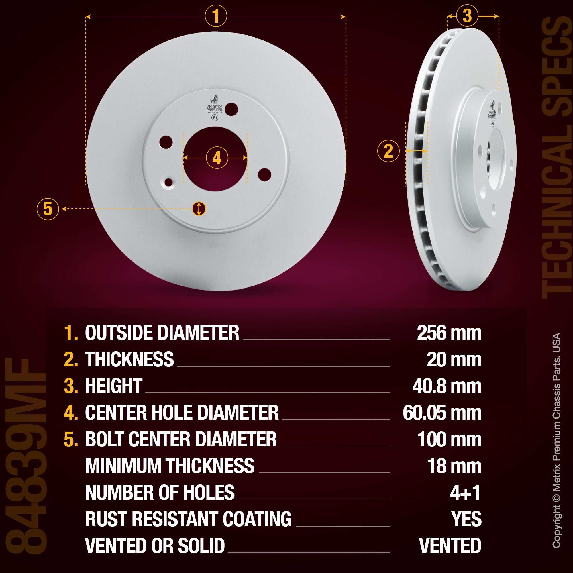 Metrix Premium Front Disc Brake Rotor 84839MF aftermarket car parts
