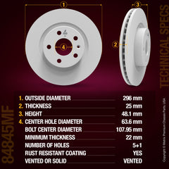 Metrix Premium Chassis Parts Front Disc Brake Rotor Kit 91811MT OEM fit auto parts