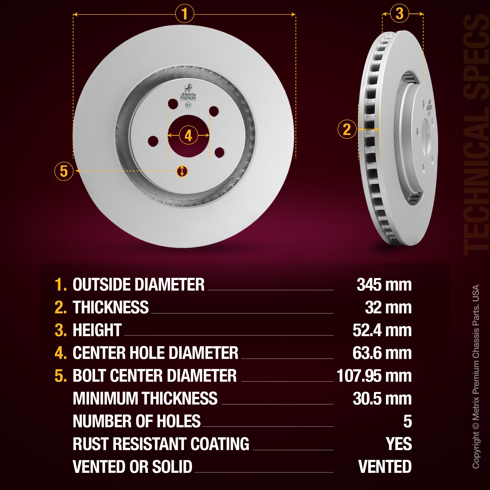 Metrix Premium Front Disc Brake Rotor 84848MF aftermarket car parts