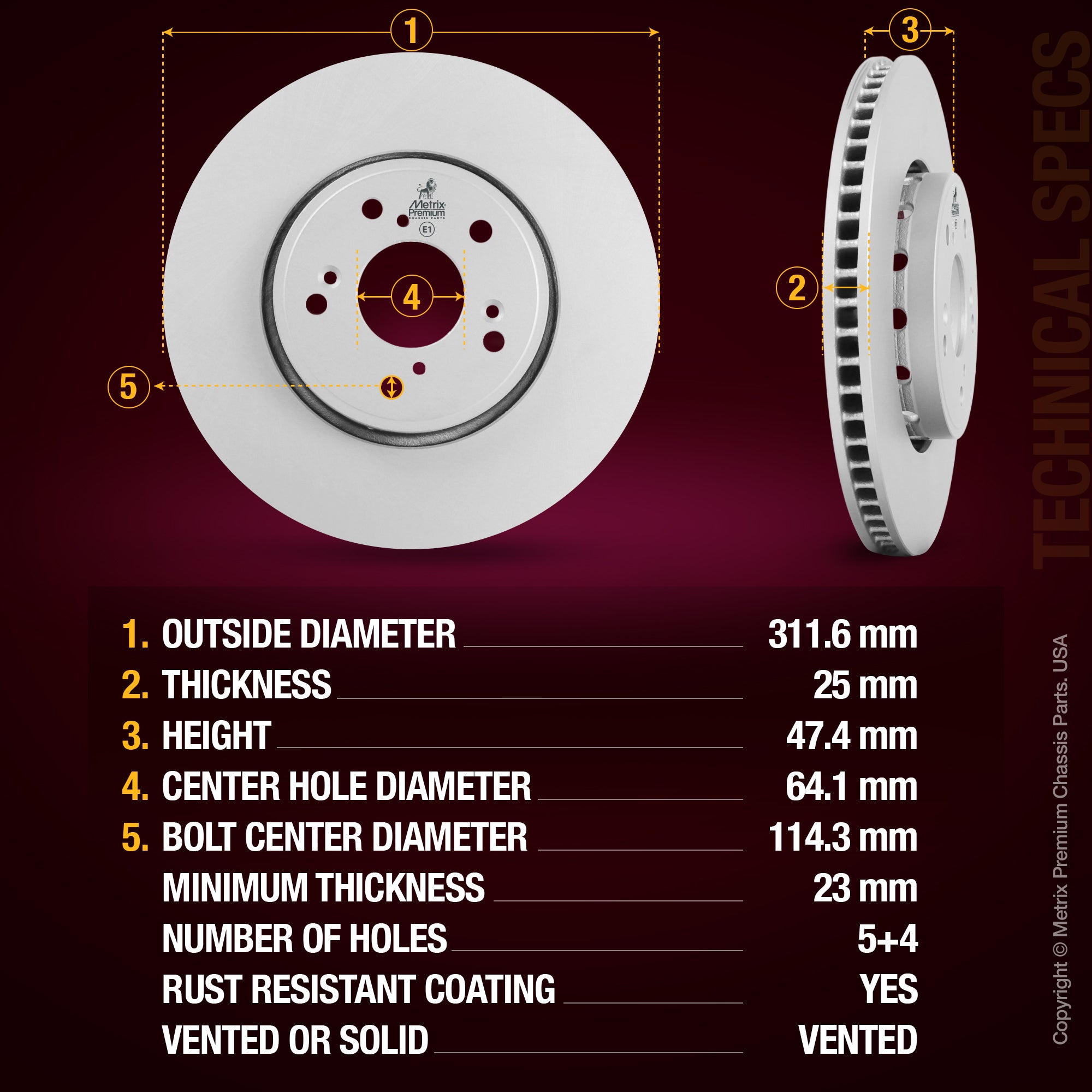 Metrix Premium Front Disc Brake Rotor 84849MF aftermarket car parts