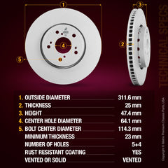 Metrix Premium Front Disc Brake Rotor 84849MF aftermarket car parts