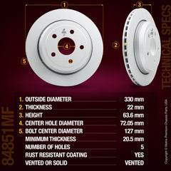 Metrix Premium Rear Disc Brake Rotor 84851MF aftermarket car parts